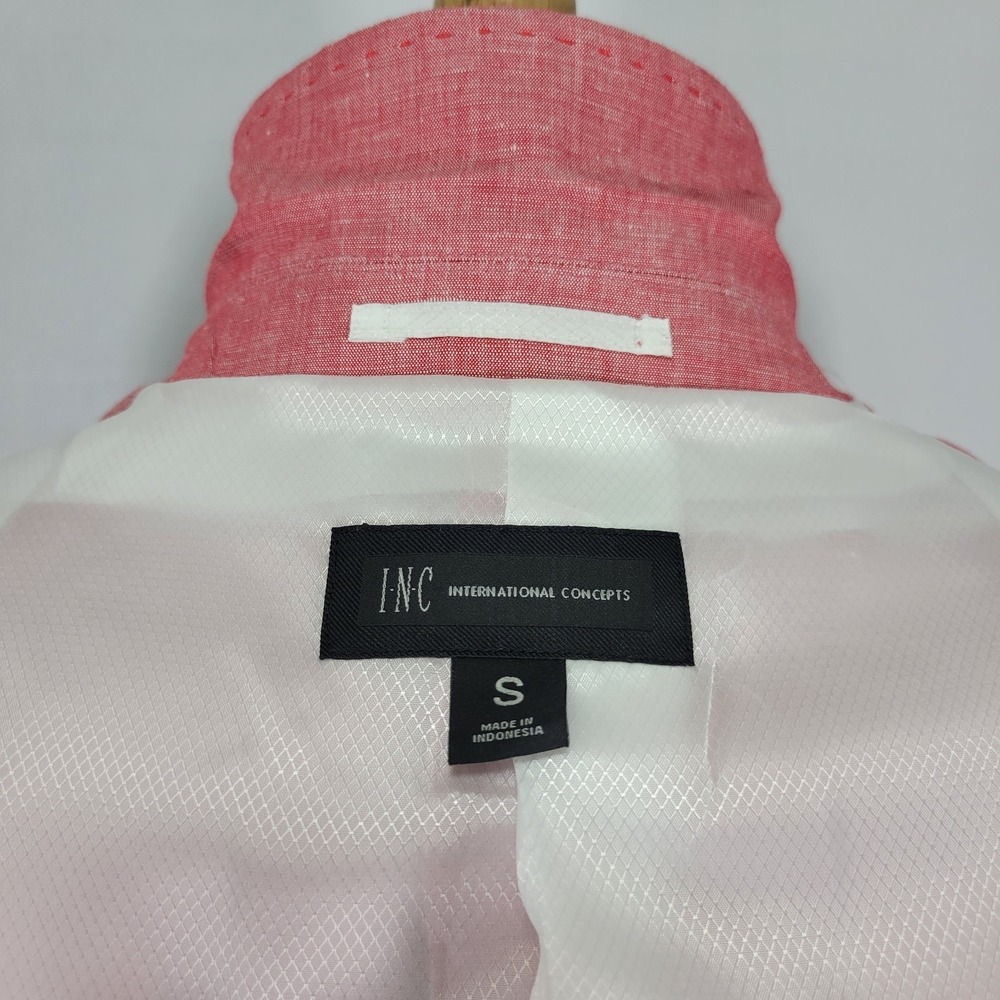 INC International Concepts Men's Sport Coat Blazer Coral Pink Linen Blend‎ Small - Picture 15 of 16